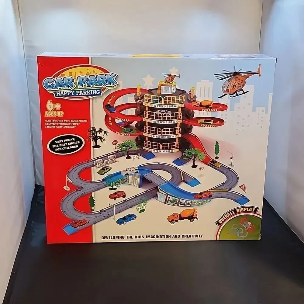 BRAND NEW CAR PARK TOY SET CAR VEHICLE BUILDING PARKING LOT RACE TRACKS K…